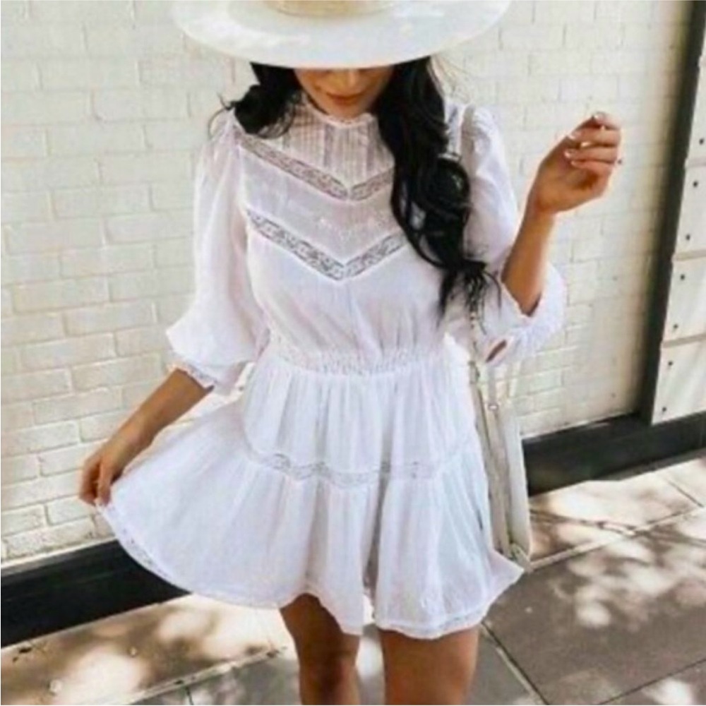 Love Shack Fancy x Target Talulah Lace Pintuck Yoke Mini Dress NEW Sz 2X White